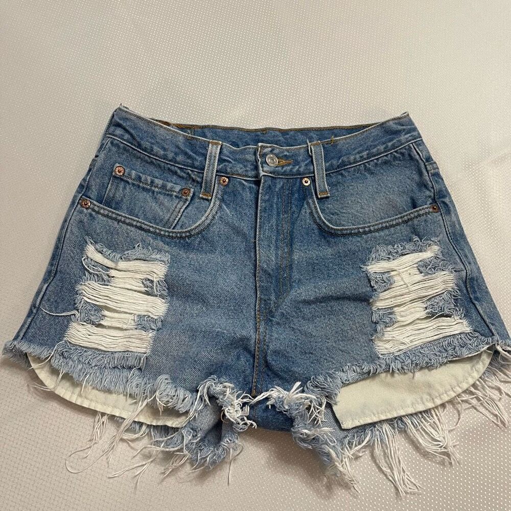 Levi’s Destroyed Denim Shorts Size 28 See Measurements